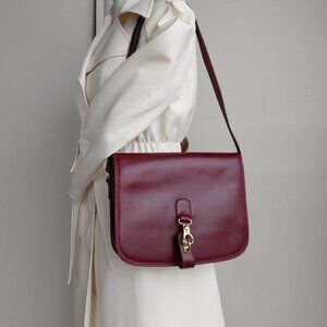 GUCCI Horsebit Red Leather Messenger Bag